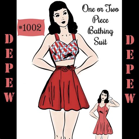 vintage sewing pattern 1940s ladies pin up bathing suit etsy