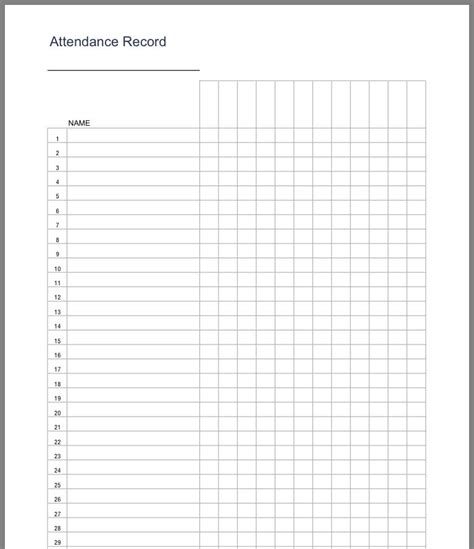 pin  krysti   sports attendance sheet attendance sheet template
