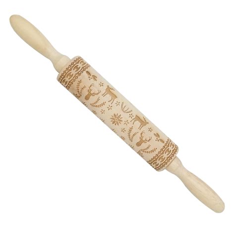 loskii jm01688 wooden christmas embossed rolling pin dough