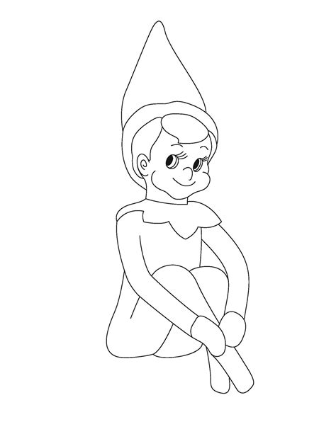 printable girl elf   shelf coloring pages