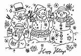 Happy Holidays Coloring Pages Snow Three Man Kids sketch template