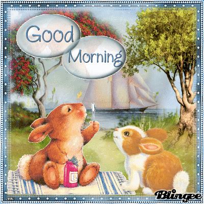 rabbit blowing bubbles good morning animation good morning picture cute good morning images