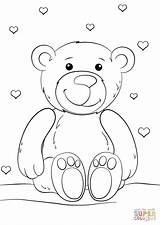 Teddy Bear Coloring Pages Heart Printable Valentines Print Color Paper sketch template