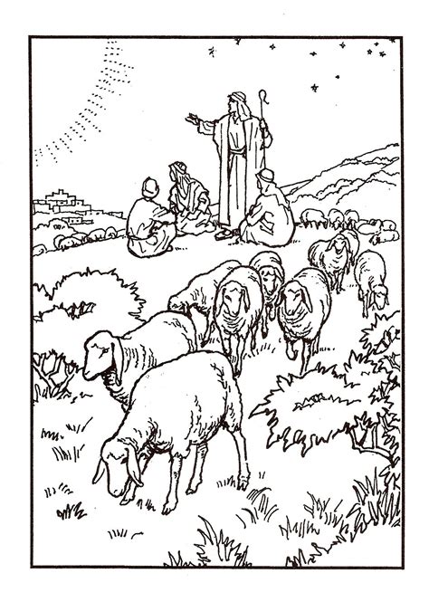 shepherds watching  flocks bible coloring pages christmas