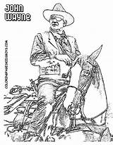 Cowboy Coloring Pages Wayne John Colouring Western Horse Sheets Theme Burning Wood Printable Adult Patterns Christmas Book Choose Board Abc sketch template