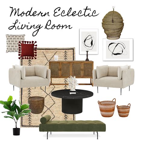 modern eclectic living room interior design mood board  meganyklee style sourcebook