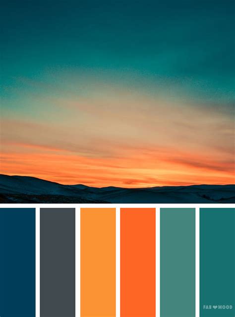 Orange Teal Sky Inspired Color Palette Landscape Color Scheme
