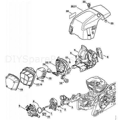 stihl ms  chainsaw ms  parts diagram carburetor bracket