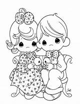 Precious Moments Coloring Pages Girl Baby Wedding Nativity Adults Adult Boy Printable Print Color Book Christmas Christian Little Family Getcolorings sketch template