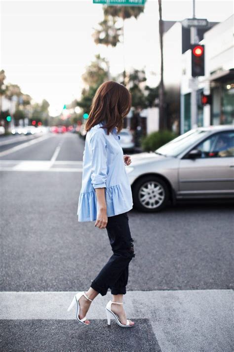 wear  blue shirt everyday outfits street style fashion