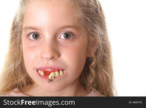pretty  girl  ugly teeth copy space rig  stock images