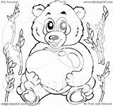 Lineart Panda Hugging Valentine Heart Illustration Visekart Royalty Clipart Vector sketch template