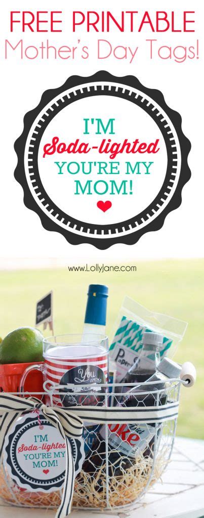 Mothers Day Soda Lighted Basket With Free Printable Tag