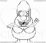 Granny Pudgy Snorkeler Idea Clipart Cartoon Cory Thoman Outlined Coloring Vector sketch template