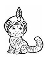 Tiger Coloring Tigers Turban Pages Cute Template Printable Preschoolers sketch template