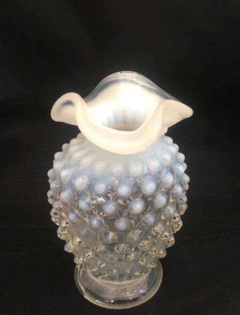 Elegant Vintage Opalescent Fenton Hobnail Fluted Ruffled Mini Bud Vase