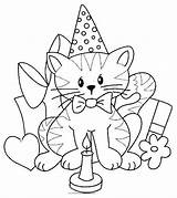 Geburtstag Ausmalbilder Katzen Katze Ausmalen Ausmalbild Kostenlos Malvorlagen Ausdrucken Stempel Hund Minnie sketch template