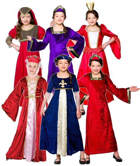 medieval girls fancy dress childrens tudor book character costume kids