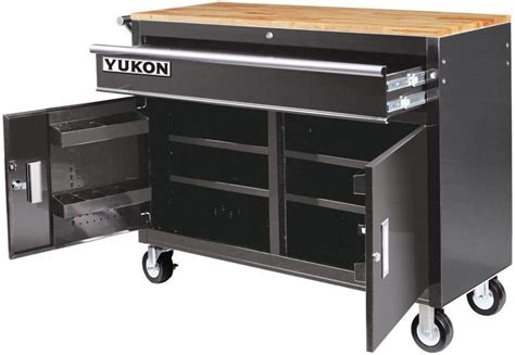 yukon mobile storage cabinet wood top rolling tool chest