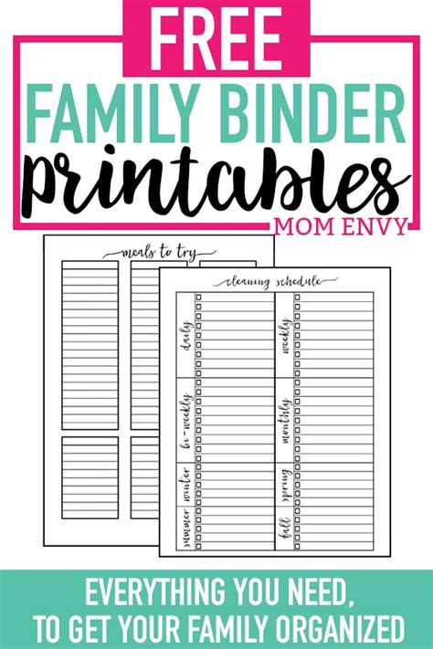 family binder printables password contact donation trackers