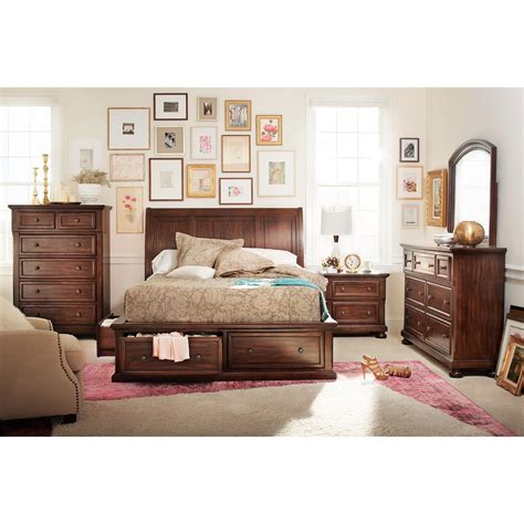 hanover  piece queen storage bedroom set cherry  city furniture