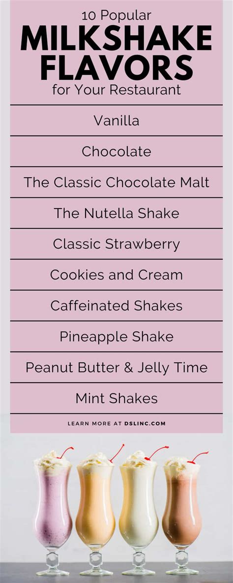 popular milkshake flavors   restaurant