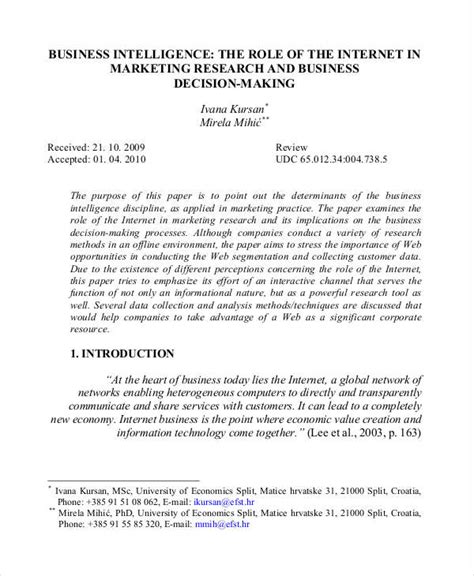 business research paper template journal  small business management