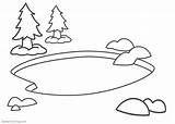 Pond Coloring Clipart Pages Simple Printable Template Color Kids Adults Bettercoloring Print sketch template