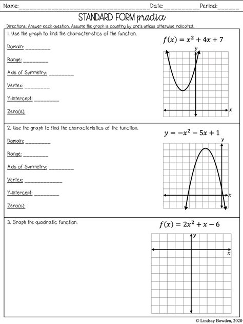 graphing quadratics notes  worksheets lindsay bowden