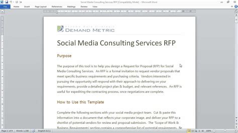 social media consulting rfp template youtube