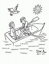 Coloring Boat Row Rowing Rowboat Drawing Colouring Sheet Getdrawings Template Popular sketch template