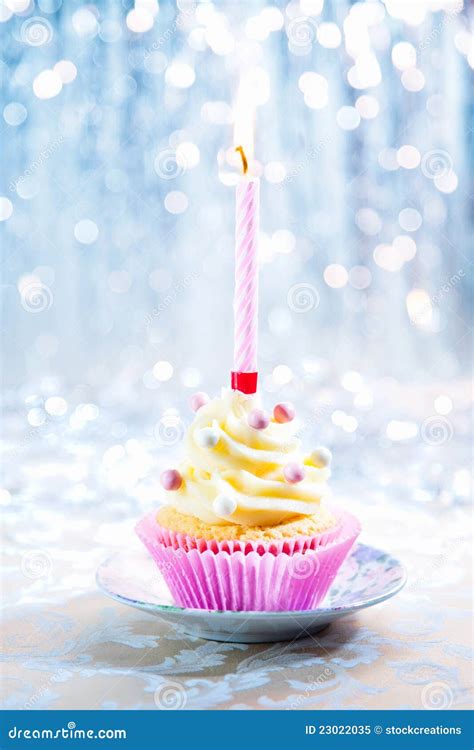 happy birthday cupcake stock image image  candle birthday
