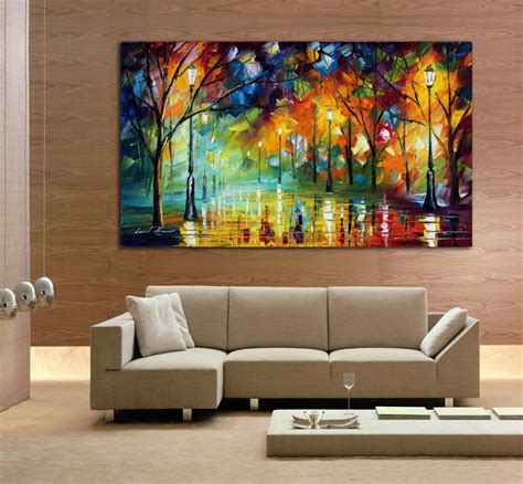 hand drawn city  night  knife painting modern living room wall art canvas oil