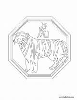 Tiger Chinese Coloring Pages Astrology Zodiac Hellokids Print Color Online sketch template