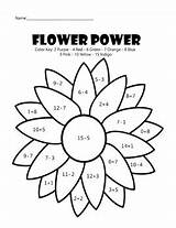 Math Coloring Flower Worksheet Power Grade Fun sketch template