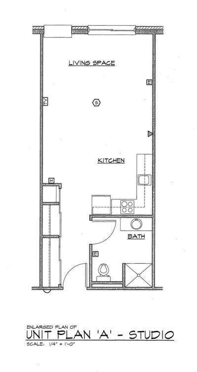 studio  kitchenette sleeps unit plan kitchen  bath kitchen space