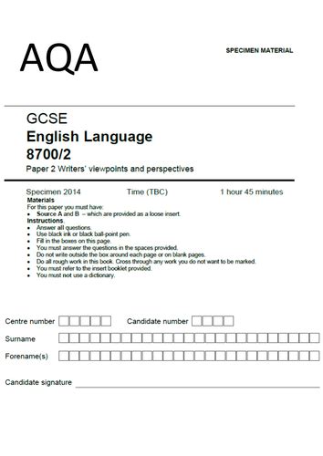 aqa english language paper  writers viewpoints  perspectives insert