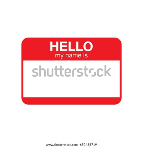 Red Vector Hello My Name Label Stock Vector Royalty Free 650438719