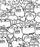 Coloring Pusheen Pages Printable Food Rocks Cat Collage Cats Book sketch template