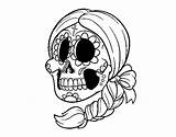 Braid Skull Mexican Coloring Dibujo Calavera Para Colorear Mejicana Trenza Con Coloringcrew Zentangles Halloween sketch template