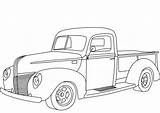 Coloring Ford Pickup 1940 Pages Truck Old Cars Printable Drawing Template Public sketch template