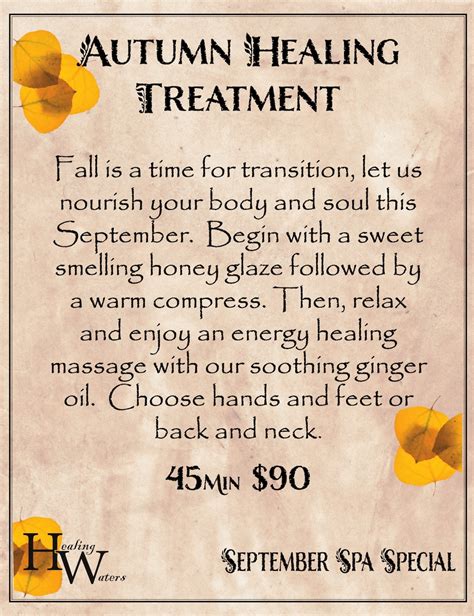 autumn healing treatment september healing waters spa special