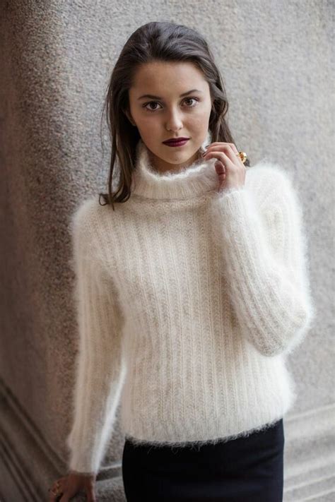 Angora Pullover White Hand Knit Pure Angora Sweater By Extravagantza