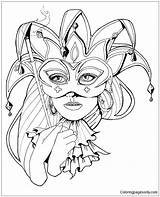 Carnival Masks Coloring Pages Printable Color sketch template