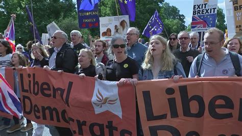 anti brexit demonstrators march  parliament channel  news