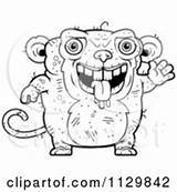 Monkey Ugly Outlined Cartoon Coloring Clipart Vector Waving Drooling Thoman Cory sketch template