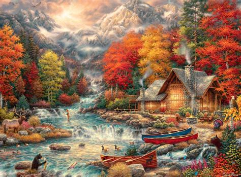 jigsaw puzzle autumn   mountains