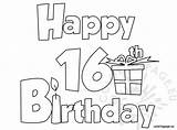Birthday Happy Coloring 16 Number Pages Printable Color Getcolorings sketch template