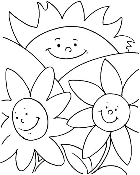 happy flowers coloring page   happy flowers coloring page