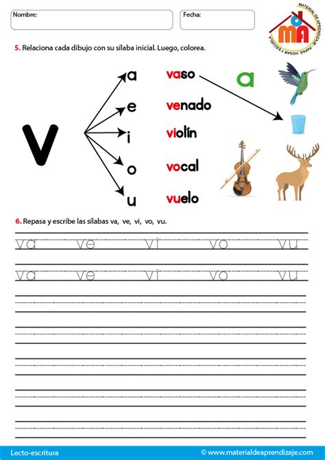 La Letra V Lecto Escritura “material De Aprendizaje” Material De